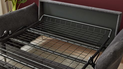 Schlafsofa Interliving aus Stoff in Anthrazit Interliving Schlafsofa Serie 4700 - Schlafsofa anthrazitfarbener Bezug Balu & Aluminiumfüße - Breite ca. 188 cm