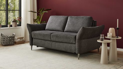 Schlafsofa Interliving aus Stoff in Anthrazit Interliving Schlafsofa Serie 4700 - Schlafsofa anthrazitfarbener Bezug Balu & Aluminiumfüße - Breite ca. 188 cm