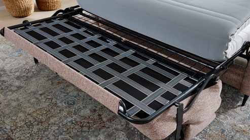 Schlafsofa Interliving aus Stoff in Rosa Interliving Schlafsofa Serie 4700 - Schlafsofa 140LÄ sienafarbener Webstoff Loft & schwarze Aluminiumfüße - Breite ca. 208 cm