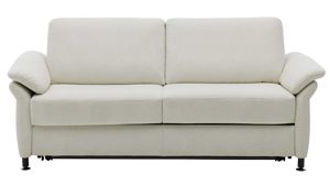 Schlafsofa Interliving aus Stoff in Weiß Interliving Schlafsofa Serie 4700 - Schlafsofa naturweißes Flachgewebe Cyber & schwarze Aluminiumfüße - Breite ca. 208 cm