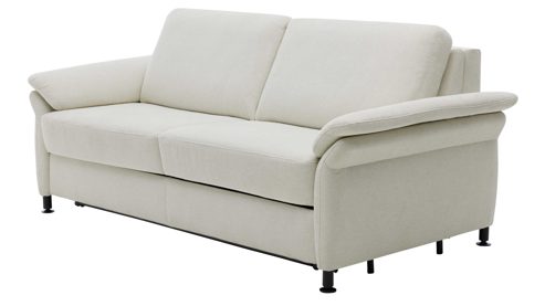 Schlafsofa Interliving aus Stoff in Weiß Interliving Schlafsofa Serie 4700 - Schlafsofa naturweißes Flachgewebe Cyber & schwarze Aluminiumfüße - Breite ca. 228 cm