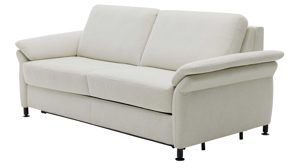 Schlafsofa Interliving aus Stoff in Weiß Interliving Schlafsofa Serie 4700 - Schlafsofa 140LÄ naturweißes Flachgewebe Cyber & schwarze Aluminiumfüße - Breite ca. 208 cm