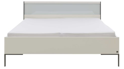 Bettgestell Interliving aus Holz in Weiß Interliving Schlafzimmer Serie 1033 – Bettgestell weißes Glas & Holz - Liegefläche ca. 180 x 200 cm