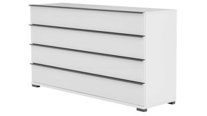 Schubladenkommode Interliving aus Holz in Weiß Interliving Schlafzimmer Serie 1033 – Schubladenkommode weißes Glas & Holz - vier Schubladen, Breite ca. 149 cm