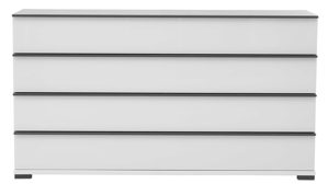 Schubladenkommode Interliving aus Holz in Weiß Interliving Schlafzimmer Serie 1033 – Schubladenkommode weißes Glas & Holz - vier Schubladen, Breite ca. 149 cm