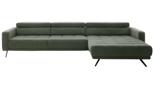 Ecksofa Interliving aus Stoff in Grün Interliving Sofa Serie 4303 – Ecksofa moosgrüner Pfotenstoff Cyber - Stellfläche ca. 323 x 190 cm