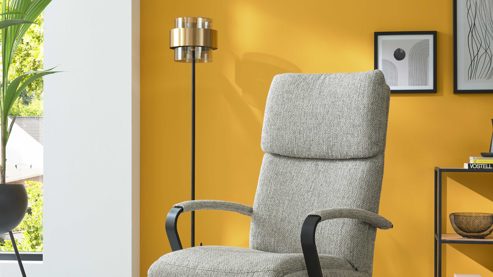 Relaxsessel Interliving aus Stoff in Hellgrau Interliving Sessel Serie 4565 silberfarbener Webstoff Jazz & schwarzer Sternfuß