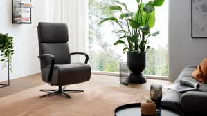 Relaxsessel Interliving aus Stoff in Dunkelgrau Interliving Sessel Serie 4565 grauer Bezug Clint & schwarzer Sternfuß
