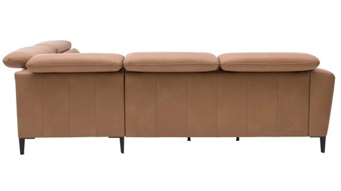 Ecksofa Interliving aus Leder in Braun Interliving Sofa Serie 4461 - Ecksofa haselnussfarbenes Leder Punch & schwarze Aluminiumfüße - Stellfläche ca. 292 x 244 cm