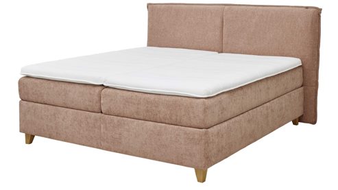 Boxspringbett Interliving aus Stoff in Rosa Interliving Bettensystem Serie 1420 - Boxspringbett sienafarbene Chenille Toni & Wildeichefüße - Liegefläche ca. 180 x 200 cm