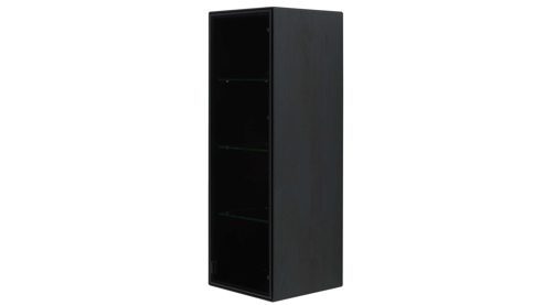 Vitrine Interliving aus Holz in Schwarz Interliving Wohnzimmer Serie 2033 - Hängevitrine dunkelgraues Glas & schwarze Asteiche - eine Tür, Breite ca. 42 cm