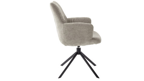 Vierfußstuhl PARTNERRING COLLECTION aus Stoff in Beige PARTNERRING COLLECTION Armlehnstuhl Arona mit Drehfunktion cremefarbene Chenilleoptik & schwarzes Metall