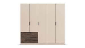 Kleiderschrank Rauch aus Holz in Weiß rauch ORANGE Koda - Drehtürenschrank Champagner & Atlantik Oak - fünf Türen, Breite ca. 225 cm