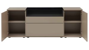 Sideboard Interliving aus Holz in Grau Interliving Wohnzimmer Serie 2031 - Sideboard CK18060 Grau & Risseiche - zwei Türen, zwei Schubladen, Breite ca. 180 cm