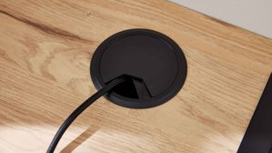 Wohnwand Interliving aus Holz in Weiß Interliving Wohnzimmer Serie 2031 - Homeoffice-Kombination Tonweiß & Risseiche - Länge ca. 255 cm