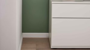 Lowboard Interliving aus Holz in Weiß Interliving Wohnzimmer Serie 2031 - Lowboard LT18060 als Medienmöbel Tonweiß & graues Glas - zwei Türen, eine Schublade, Breite ca. 180 cm