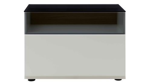 Wohnwand Interliving aus Holz in Weiß Interliving Wohnzimmer Serie 2031 - Wohnwand Tonweiß & graues Glas - Länge ca. 330 cm