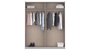 Kleiderschrank Rauch aus Holz in Weiß rauch BLUE Neo - Schwebetürenschrank Champagner & Grau Metallic - zwei Türen, Breite ca. 175 cm