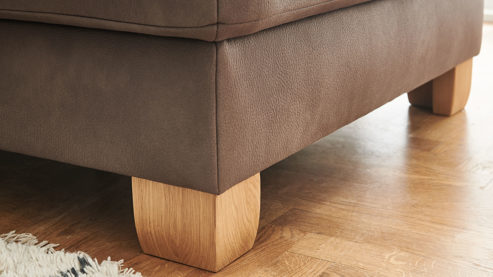 Polsterhocker modulmaster aus Stoff in Braun Modulmaster MM-PP1188 - XXL-Polsterhocker nougatbraune Mikrofaser Mammut & geölte Wildeiche - ca. 130 x 65 cm