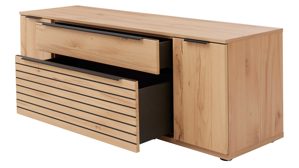 Wohnwand Interliving aus Holz in Holzfarben Interliving Wohnzimmer Serie 2032 - Wohnwand EB33001 Risseiche - Länge ca. 330 cm