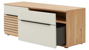 Wohnwand Interliving aus Holz in Beige Interliving Wohnzimmer Serie 2032 - Wohnwand EB31501 Sandbeige & Risseiche - Länge ca. 315 cm