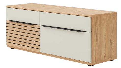 Wohnwand Interliving aus Holz in Beige Interliving Wohnzimmer Serie 2032 - Wohnwand EB31501 Sandbeige & Risseiche - Länge ca. 315 cm