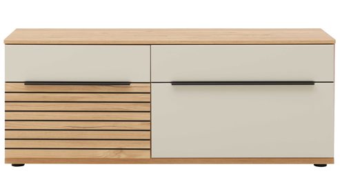 Wohnwand Interliving aus Holz in Beige Interliving Wohnzimmer Serie 2032 - Wohnwand EB31501 Sandbeige & Risseiche - Länge ca. 315 cm