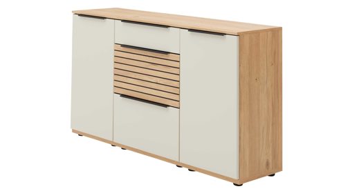 Sideboard Interliving aus Holz in Holzfarben Interliving Wohnzimmer Serie 2032 - Sideboard C15061 Sandbeige & Risseiche - zwei Türen, drei Schubladen, Länge ca. 150 cm