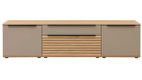 Wohnwand Interliving aus Holz in Grau Interliving Wohnzimmer Serie 2032 - Wohnwand Grau & Risseiche - Länge ca. 315 cm