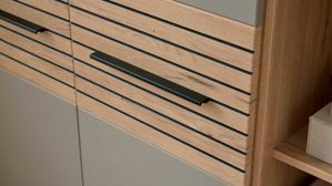 Wohnwand Interliving aus Holz in Grau Interliving Wohnzimmer Serie 2032 - Wohnwand EB31503 Grau & Risseiche - Länge ca. 315 cm