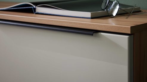 Lowboard Interliving aus Holz in Beige Interliving Wohnzimmer Serie 2032 - Lowboard LT21062 Sandbeige & Balkenbuche - dreiteilig, Länge ca. 210 cm