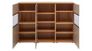 Highboard Interliving aus Holz in Grau Interliving Wohnzimmer Serie 2032 - Highboard B18070 Grau & Risseiche - drei Türen, Breite ca. 180 cm