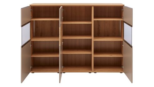 Highboard Interliving aus Holz in Grau Interliving Wohnzimmer Serie 2032 - Highboard B18070 Grau & Risseiche - drei Türen, Breite ca. 180 cm