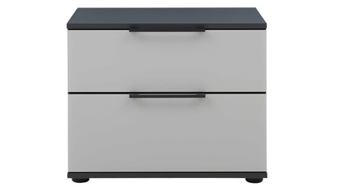 Nachtkommode Interliving aus Holz in Hellgrau Interliving Schlafzimmer Serie 1210 – Nachtkommode 320125 Seidengrau & Basalt - zwei Schubladen, Breite ca. 46 cm
