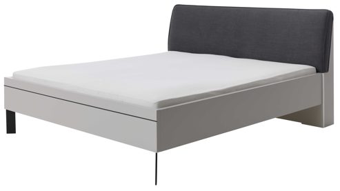 Bettgestell Interliving aus Holz in Grau Interliving Kleiderschrank Serie 1207  Bettgestell 864394 Satingrau & anthrazitfarbener Bezug Stone - Liegefläche ca. 180 x 200 cm