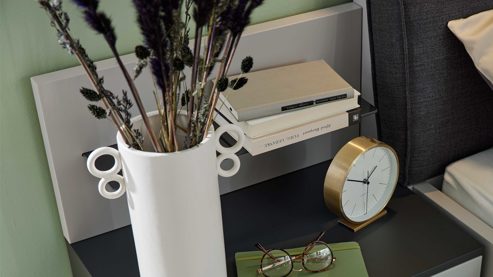 Paneel Interliving aus Holz in Hellgrau Interliving Schlafzimmer Serie 1207 – Paneel 30426 rechts, Breite ca. 46 cm - Satingrau