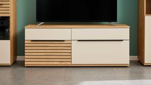 Wohnwand Interliving aus Holz in Beige Interliving Wohnzimmer Serie 2032 - Wohnwand EB31501 Sandbeige & Risseiche - Länge ca. 315 cm