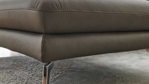 Ecksofa modulmaster aus Leder in Grau Modulmaster MM-PN1184 - Wohnlandschaft steingraues Leder Vivre & glänzende Metallfüße - Stellfläche ca. 333 x 208 cm