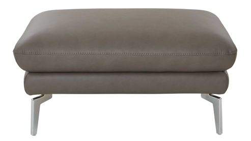 Polsterhocker modulmaster aus Leder in Grau Modulmaster MM-PN1184 - XL-Polsterhocker steingraues Leder Vivre & glänzende Metallfüße - ca. 93 x 68 cm