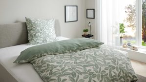Bettwäsche-Set Interliving aus Stoff in Hellgrün Interliving Bettwäsche Serie 9131 floral salbeigrüner & salbeigrüner Baumwollsatin - ca. 155 x 220 cm