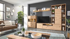 Wohnwand Interliving aus Holz in Holzfarben Interliving Wohnzimmer Serie 2110 - Wohnwand Alteiche - Breite ca. 345 cm