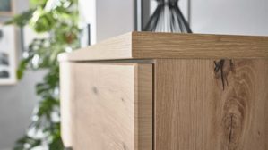Highboard Interliving aus Holz in Holzfarben Interliving Wohnzimmer Serie 2110 - Highboard Alteiche - zweiteilig, Breite ca. 90 cm