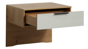 Komplettzimmer Interliving aus Holz in Hellgrau Interliving Schlafzimmer Serie 1034 – Schlafzimmermöbel-Set champagnerfarbenes Glas & Kernholz - Liegefläche ca. 180 x 200 cm