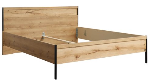 Komplettzimmer Interliving aus Holz in Hellgrau Interliving Schlafzimmer Serie 1034 – Schlafzimmermöbel-Set champagnerfarbenes Glas & Kernholz - Liegefläche ca. 180 x 200 cm