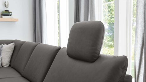 Kopfstütze modulmaster aus Leder in Grau Modulmaster MM-PN1184 - Comfort-Kopfstütze steingraues Leder Vivre - ca. 44 x 32 cm
