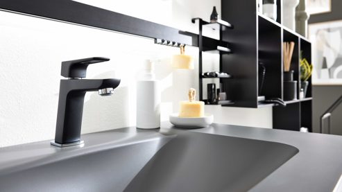 Mischbatterie Interliving aus Metall in Schwarz Interliving Bad Serie 7317 – Waschtisch-Armatur mattschwarzes Metall