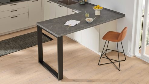 Einbauküche culineo® aus Holz in Beige Culineo® Einbauküche C615 mit Einbaugeräten Sand - Stellfläche ca. 370 x 395 cm