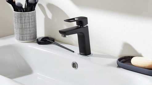 Mischbatterie Interliving aus Metall in Schwarz Interliving Bad Serie 7402 – Waschtisch-Armatur mattschwarzes Metall