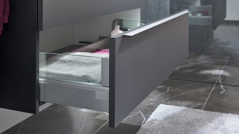 Badmöbel-Set Interliving aus Holz in Schwarz Interliving Bad Serie 7945 - Badmöbel-Set Graphitschwarz