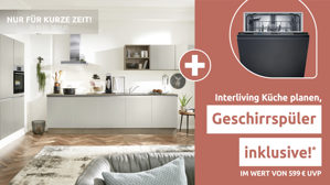 Einbauküche Interliving aus Holz in Grau Interliving Küche Serie 3053 mit AEG-Einbaugeräten Platingrau & Eiche Graphit Silber - zweizeilig